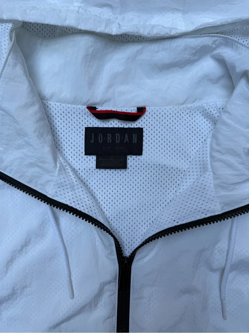Jordan White Windbreaker Jacket with Black Stripes